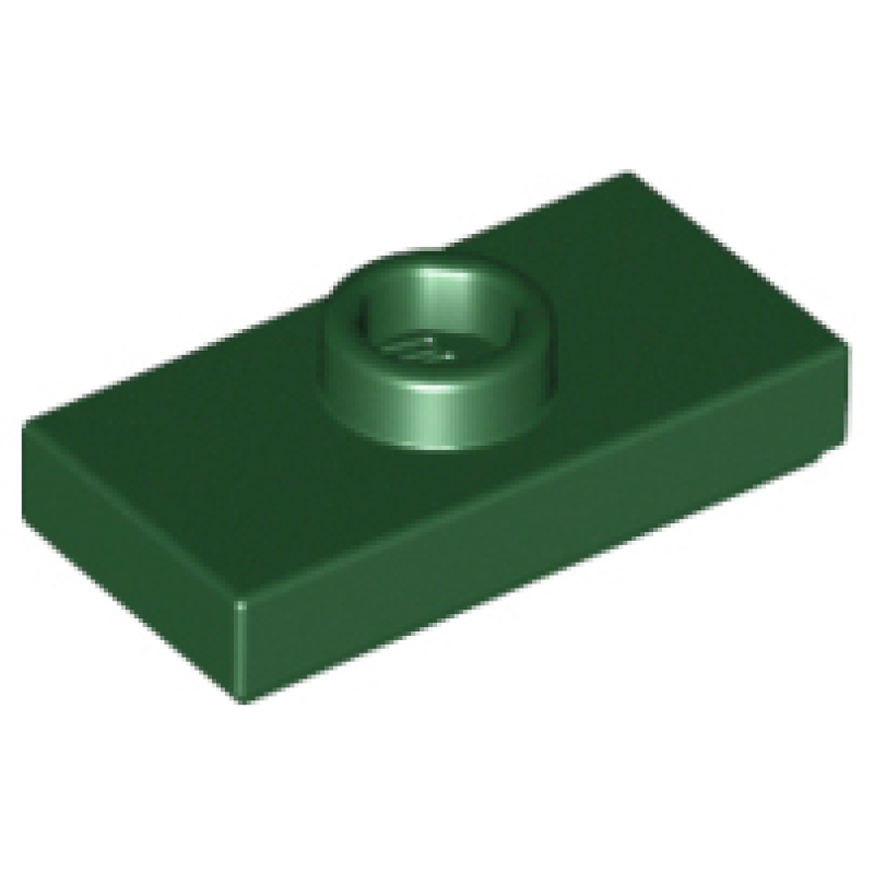 Plaat, Aangepast 1x2 met 1 nop met groef en nophouder aan binnenkant (Jumper) Dark Green